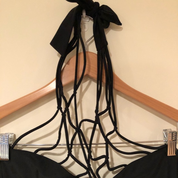 Black tankini halter top with net like design - Picture 2 of 4